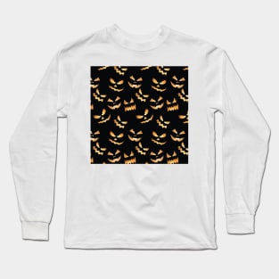 Spooy Halloween Haunted Faces Long Sleeve T-Shirt